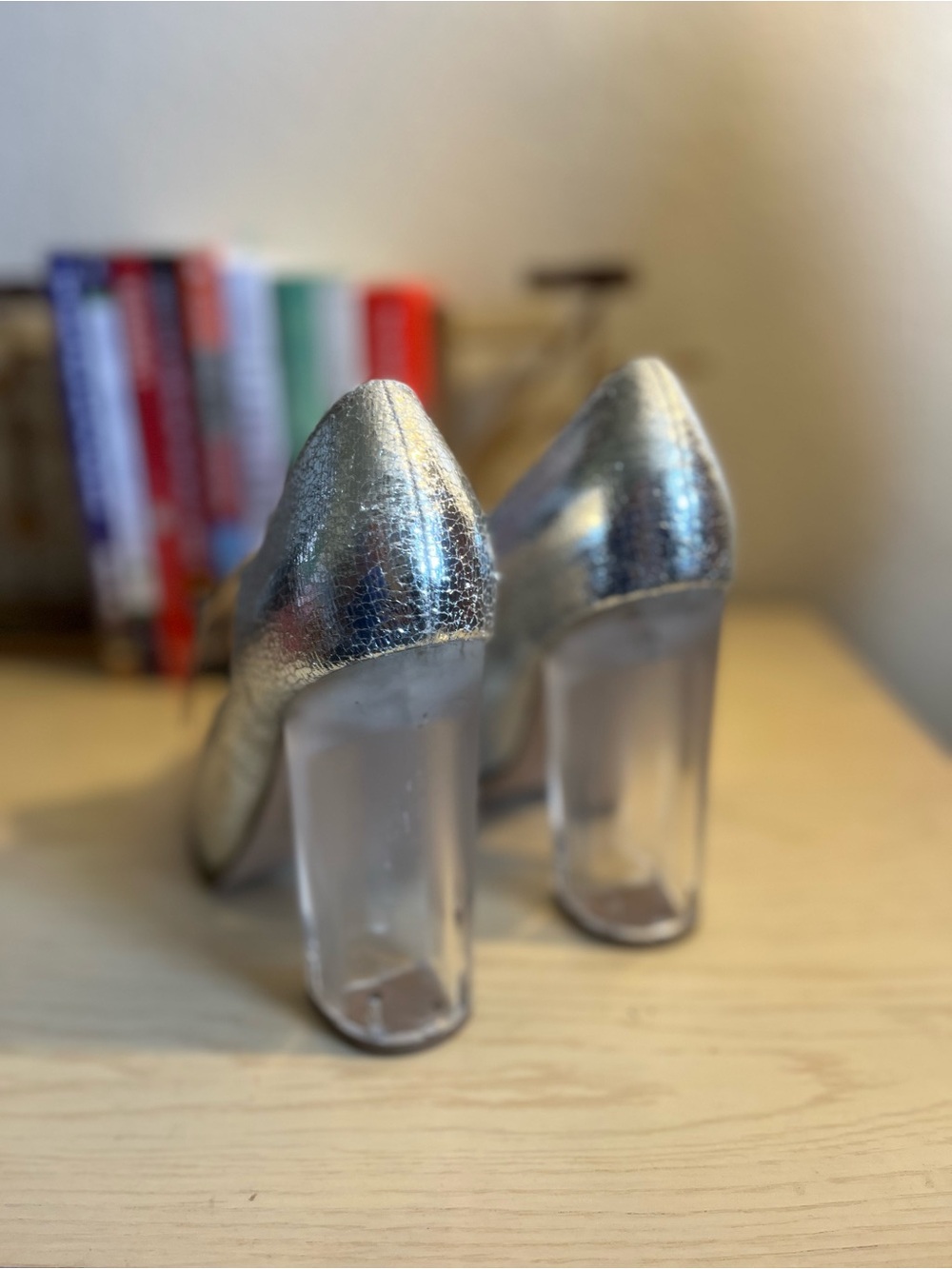 ASOS Metallic Silver Pointed-Toe Lace-Up Platforms - Picture 6 of 9